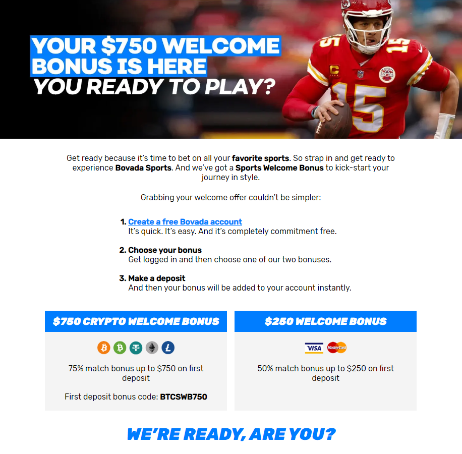 Bovada 750 Dollar Sports Welcome Bonus Offer Details